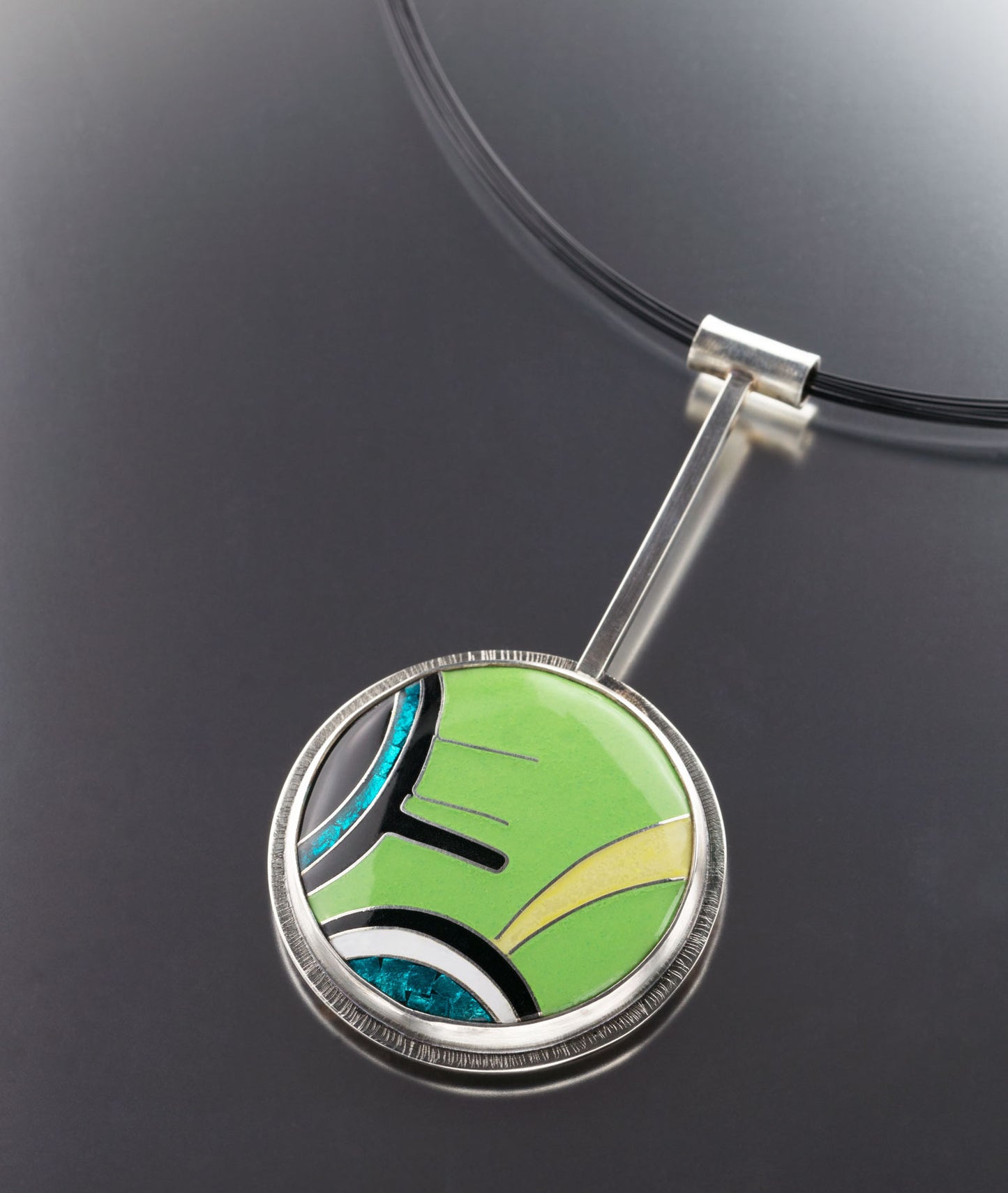 silver cloisonne enamel contemporary pendant