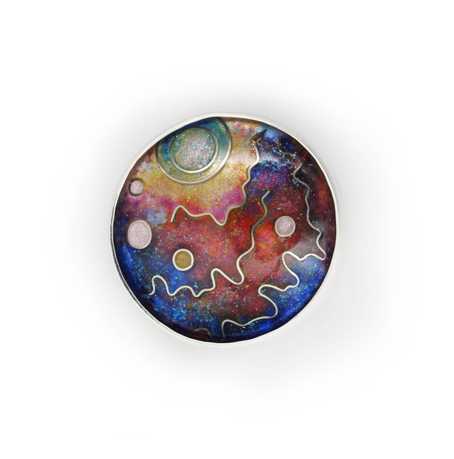 silver cloisonne enamel ring