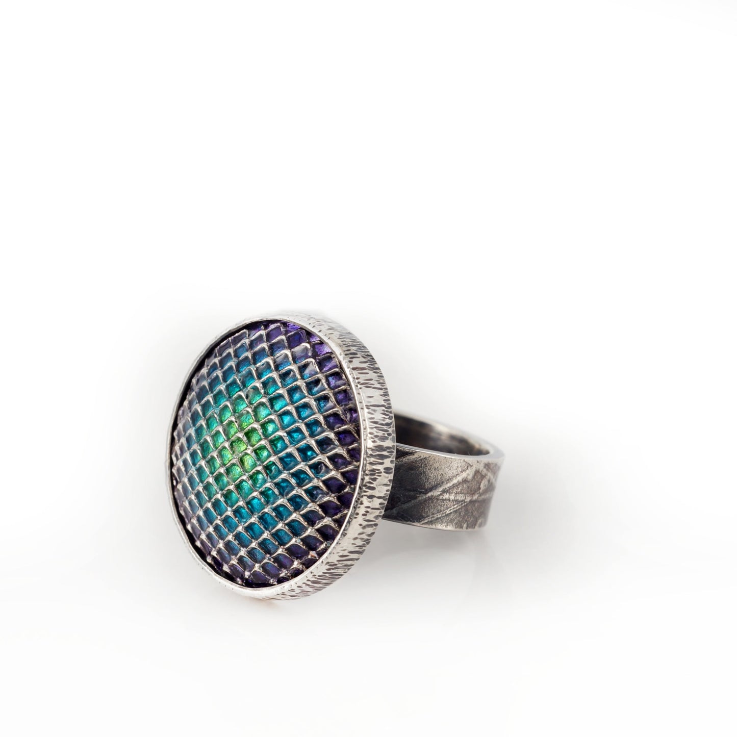 ombre cloisonne enamel ring