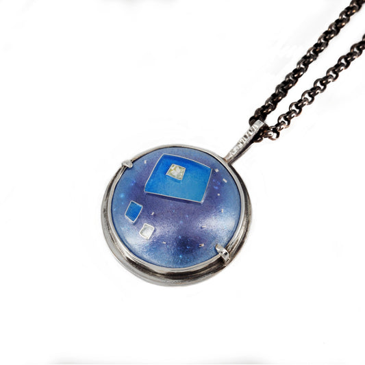 modern silver cloisonné enamel pendant