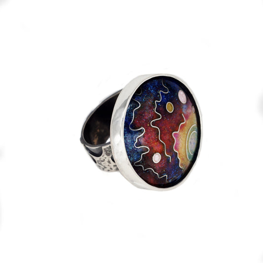 galaxy cloisonne enamel ring