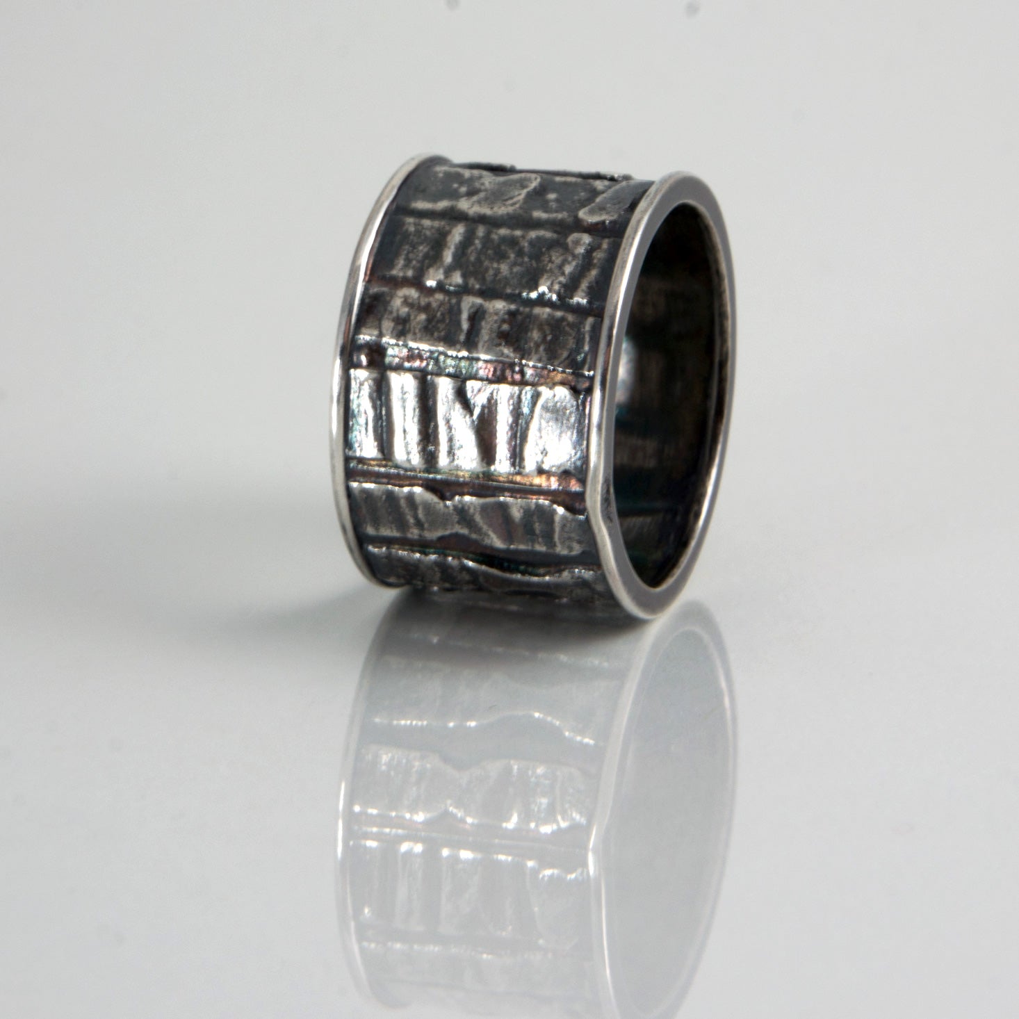 Suffield Rings TEXTURAL FUSED STERLING SILVER BAND RING – www.janvandiver.com