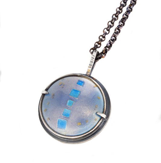 iridescent silver cloisonne enamel pendant