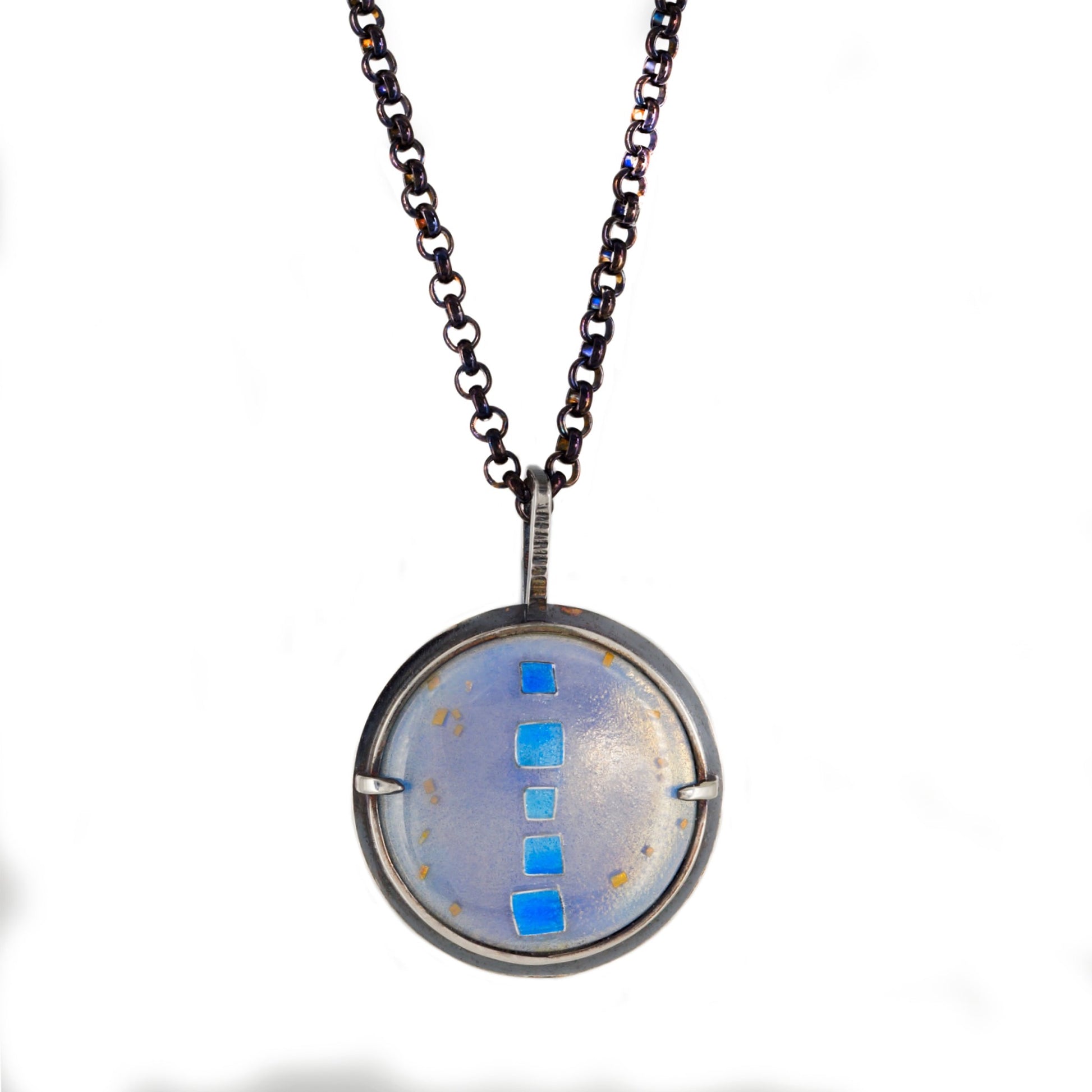 iridescent one of a kind silver cloisonne  enamel necklace