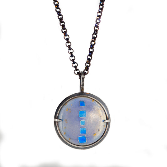 iridescent one of a kind silver cloisonne  enamel necklace